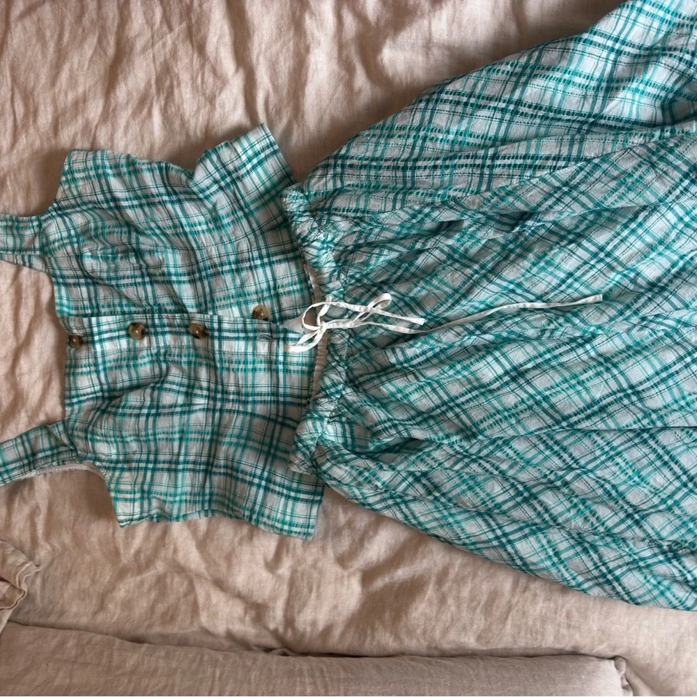 Maeve Blue and White Plaid Midi Skirt - Picture 3 of 3
